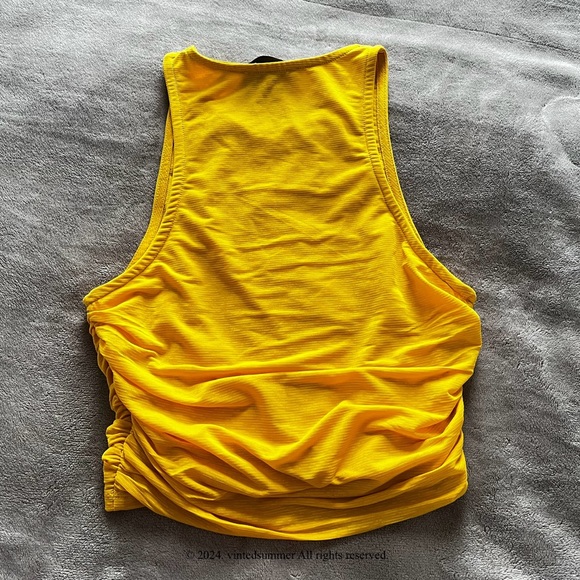 House of Harlow 1960 Ruched Sleeveless Crop Tank Top Blouse Golden Yellow New đź’› - Picture 7 of 15